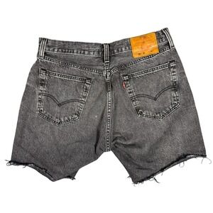 Levis 501 Premium Denim Shorts Womens Size 34 Black Wash Cutoff Casual‎
